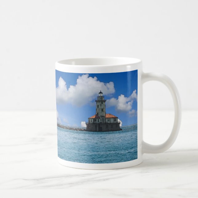 Taza De Café El faro del puerto de Chicago Painterly Coffee Mug (Derecha)