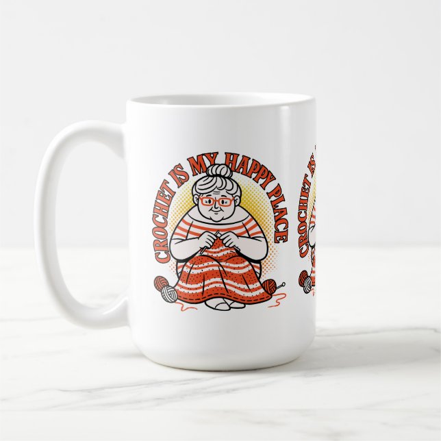 Taza De Café El Ganchillo Es Mi Lugar Feliz – Abuela Alegre (Izquierda)
