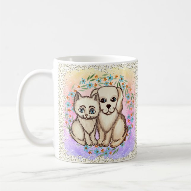 Taza De Café El gato ama al perro (Izquierda)
