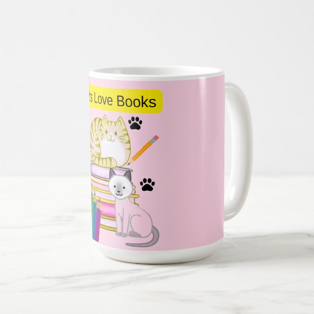 Taza De Café El gato ama los libros (Anverso derecho)