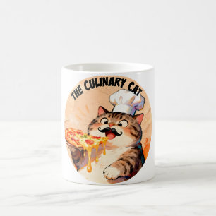 Taza De Café El gato culinario con Chef Gato Pizza sosteniendo 