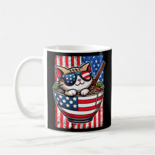 Taza De Café El gato de Cute America comiendo Ramen