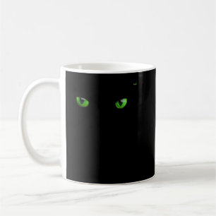 Taza De Café El gato de Guay Halloween mira con los ojos verdes