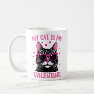 Taza De Café El gato El día de San Valentín de Tuxedo lindo el