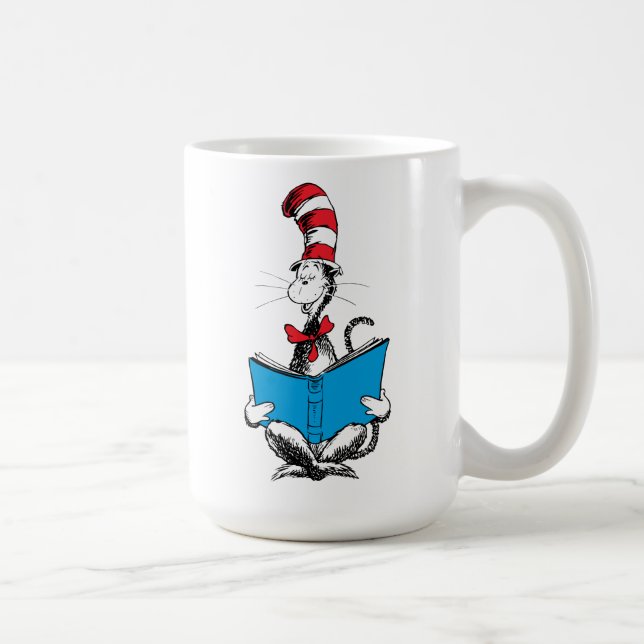Taza De Café El gato en la lectura del Gorra (Derecha)