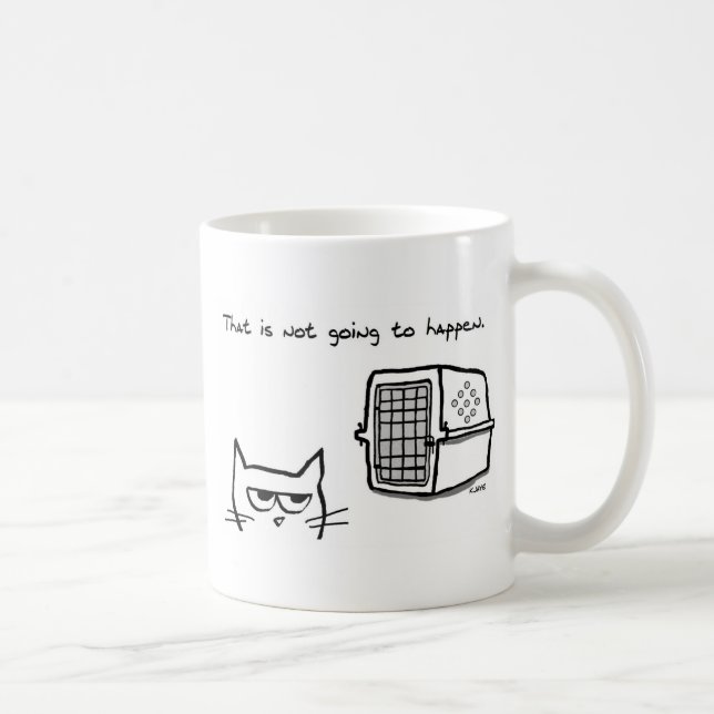 Taza De Café El gato enojado no irá al veterinario (Derecha)