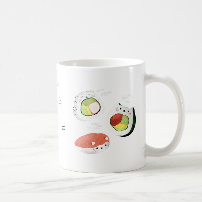 Taza De Café ¡El gato más el sushi iguala Cuteness! (Derecha)