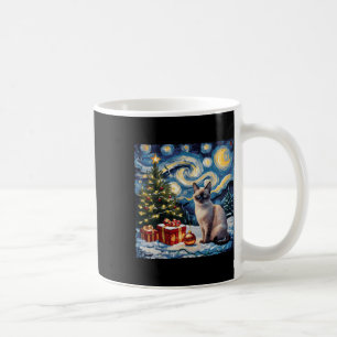 Taza De Café El gato navidad Siamese Art Van Gogh La Noche Star