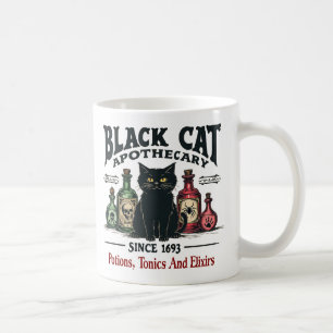 Taza De Café El gato negro retro aterrador apothecary Wicca