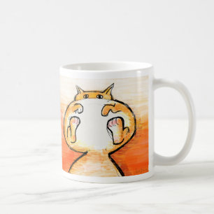 Taza De Café El gato que pone en él está detrás
