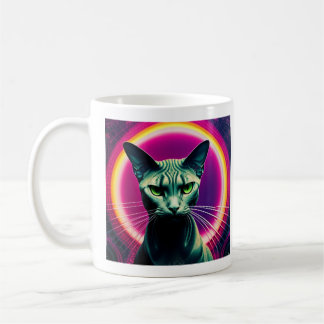 Taza De Café El gato Sphynx. colorido diseño de arte callejero