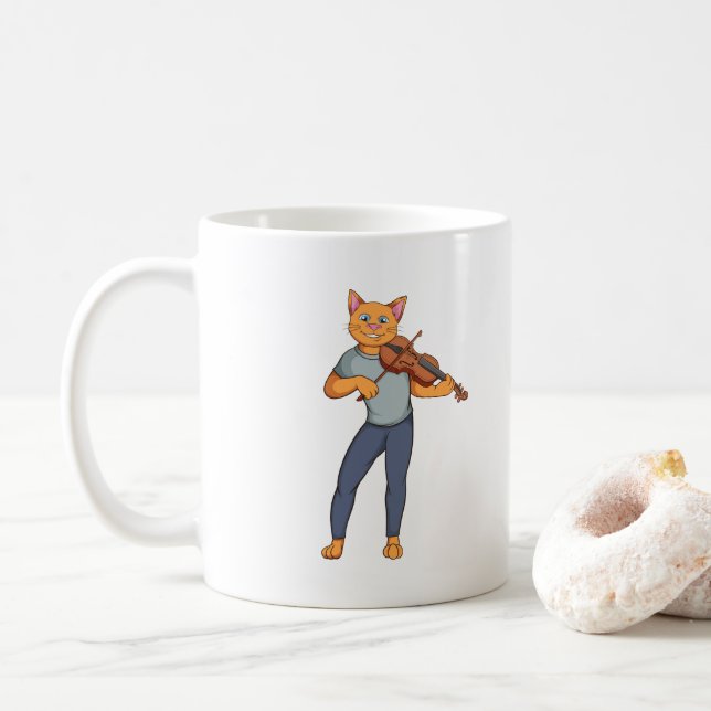 Taza De Café El gato y el violín - Café Mug (Con donut)
