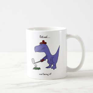 Taza De Café El Golfing jubilado divertido del dinosaurio de