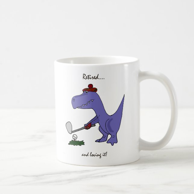 Taza De Café El Golfing jubilado divertido del dinosaurio de (Derecha)