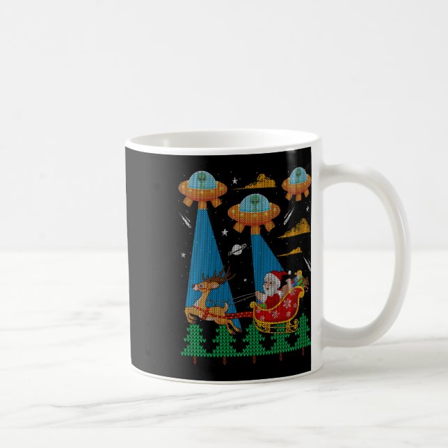 Taza De Café El gracioso Alien Ufo Santa Sleigh Navidades feos  (Derecha)