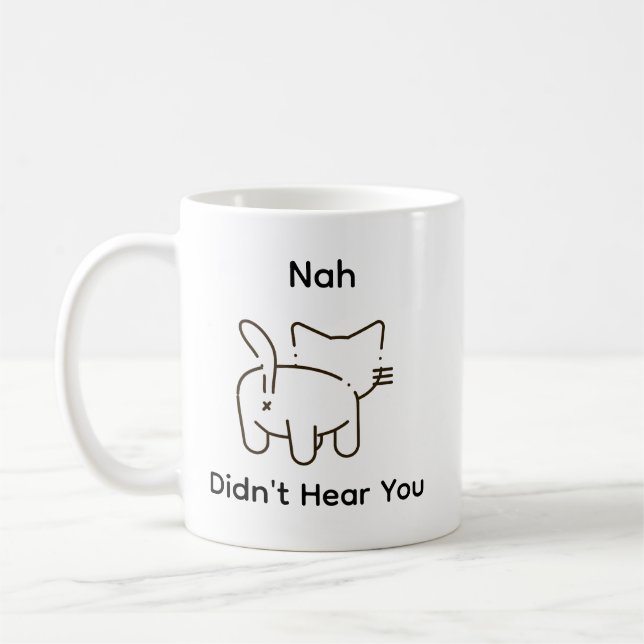 Taza De Café El gracioso garabato de un gatito de humor que no  (Izquierda)