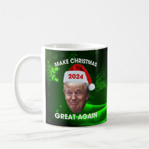 Taza De Café El gracioso Santa Trump 2024 vuelve a hacer grande