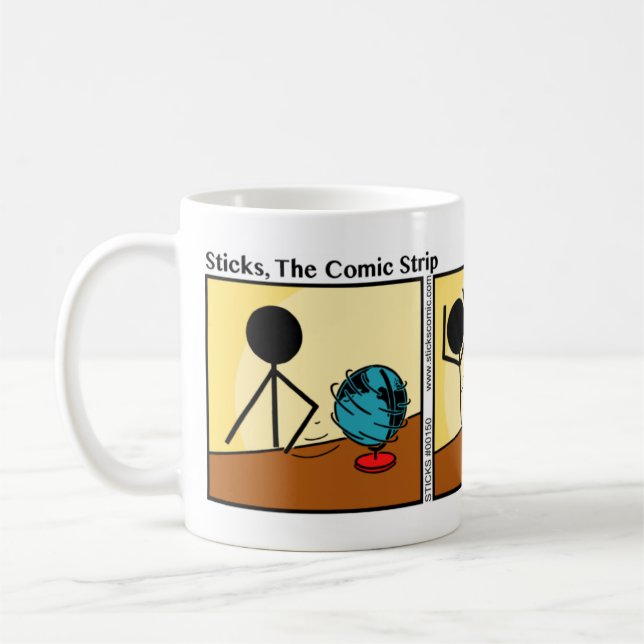 Taza De Café El gracioso Stickman gira el globo (Izquierda)
