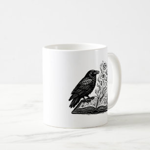 Taza De Café El grimorio del cuervo - Arte gótico libresco