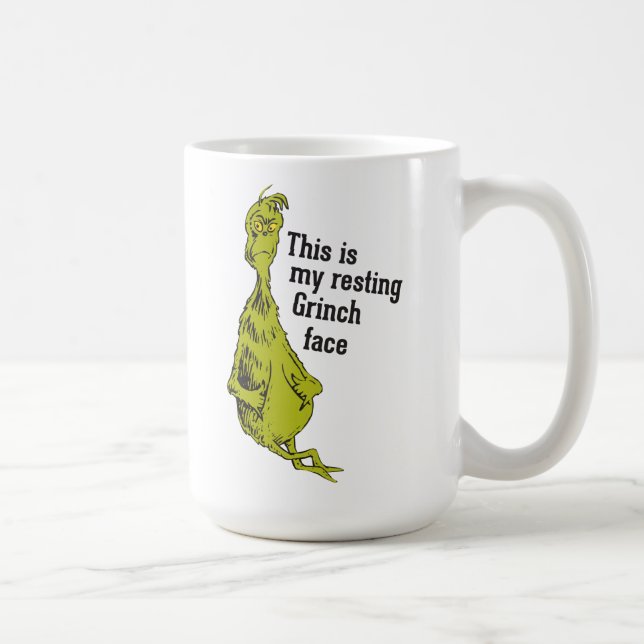 Taza De Café El Grinch | Cara Grinch divertida en reposo (Derecha)