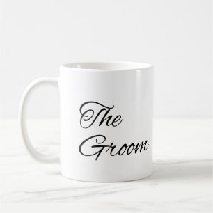 Taza De Café El Groom Elegant Black Script Boda Cof