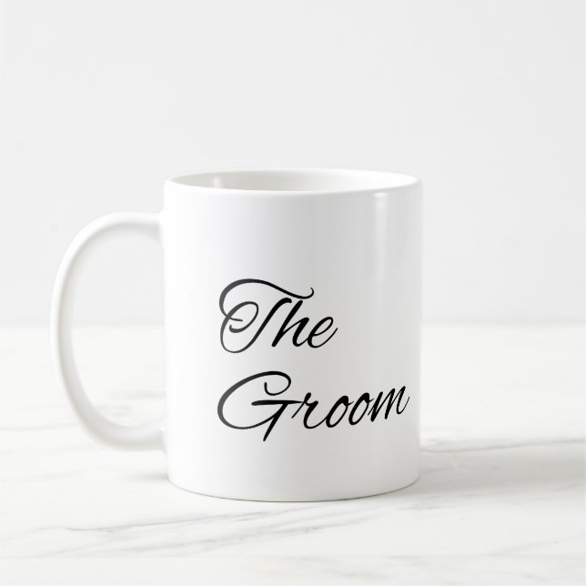 Taza De Café El Groom Elegant Black Script Boda Cof (Izquierda)