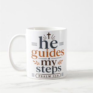 Taza De Café Él Guía Mis Pasos Cita Cristiana Inspiradora