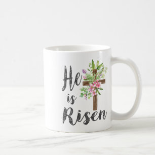 Taza De Café Él Ha Resucitado Mateo 286 Cruz Floral Cristiana E