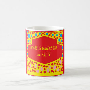 Taza De Café El hogar es donde el corazón está rojo con verde a