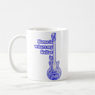Taza De Café El hogar está donde está mi guitarra. guitarra azu