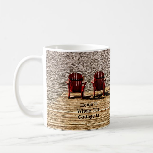 Taza De Café El Hogar Rojo De Las Cámaras Adirondack Es Donde E (Izquierda)