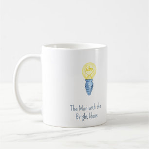 Taza De Café El hombre con la bombilla de ideas brillantes