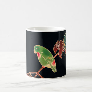 Taza De Café El ilustracion japonés de pájaros coloridos y parq