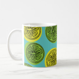 Taza De Café El ilustracion vintage se corta con limón.