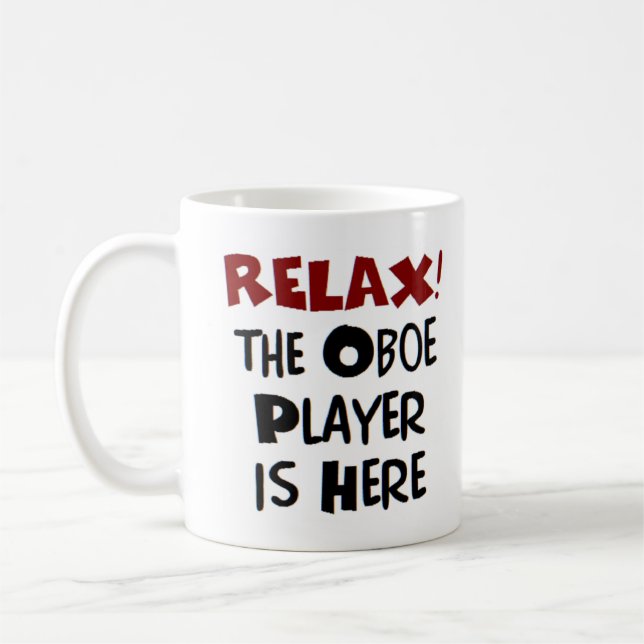 taza de café el intérprete de oboe está aquí (Izquierda)