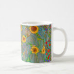 Taza De Café El jardín de la granja Gustav Klimt con girasoles<br><div class="desc">El jardín de granja de Gustav Klimt con tazas de café de girasol.</div>