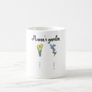 Taza De Café El jardín de mamá personalizado con 2 nietos