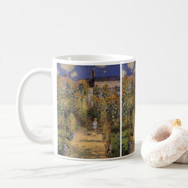 Taza De Café El jardín del artista en Vetheuil por Claude Monet (Con donut)