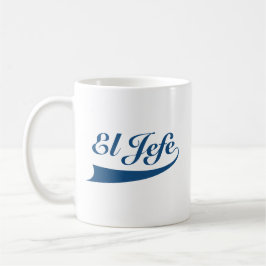 Taza De Café EL Jefe en letras de los azules marinos