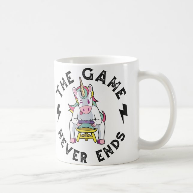 Taza De Café El juego nunca termina para Unicornios (Derecha)