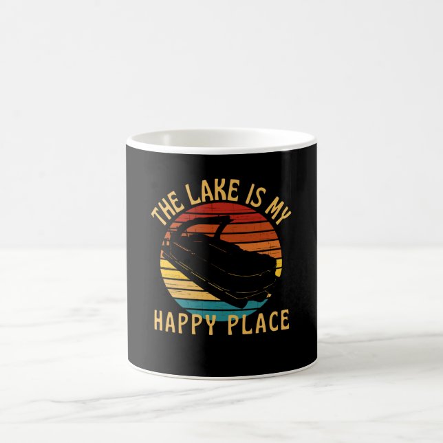 Taza De Café El Lago Es Mi Lugar Feliz, Bote Pontoon (Centro)