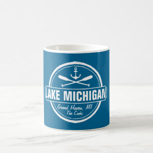 Taza De Café El lago Michigan, ciudad de encargo, nombre,