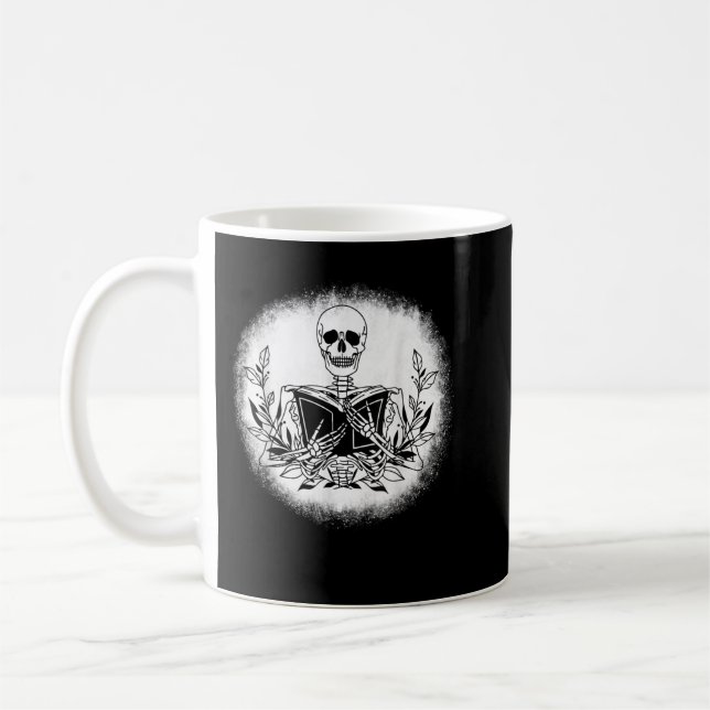 Taza De Café El lector de libros Skeleton Reading Book T-S (Izquierda)