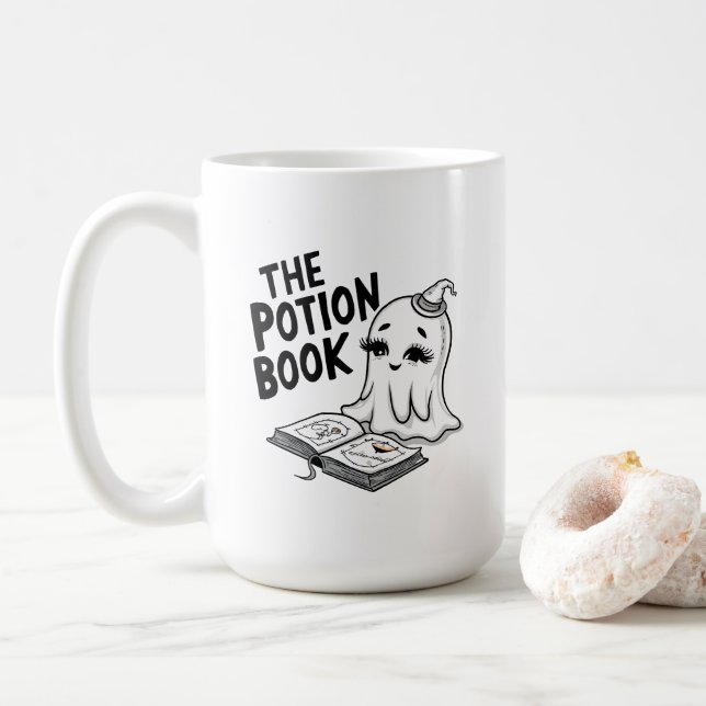 Taza De Café El Libro De Pociones Para Halloween (Con donut)