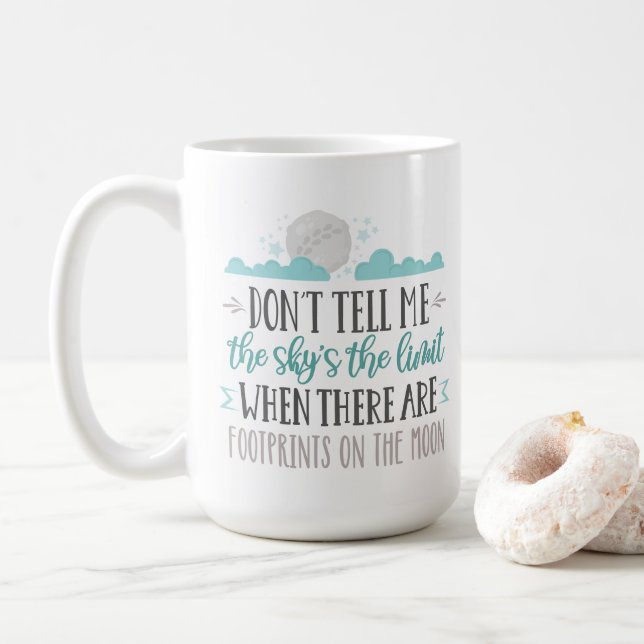 Taza De Café El límite del cielo - Huellas en la luna (Con donut)