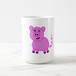 Taza De Café El lindo cerdo rosa de cola larga