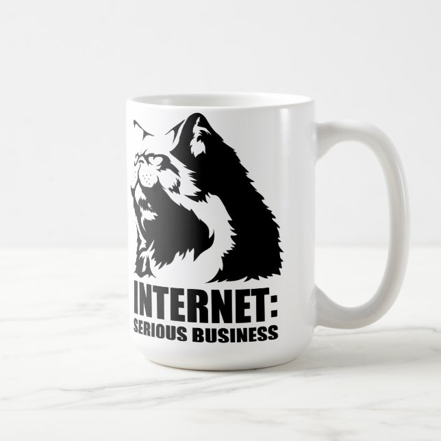 Taza De Café el lolcat el Internet es negocio serio (Derecha)