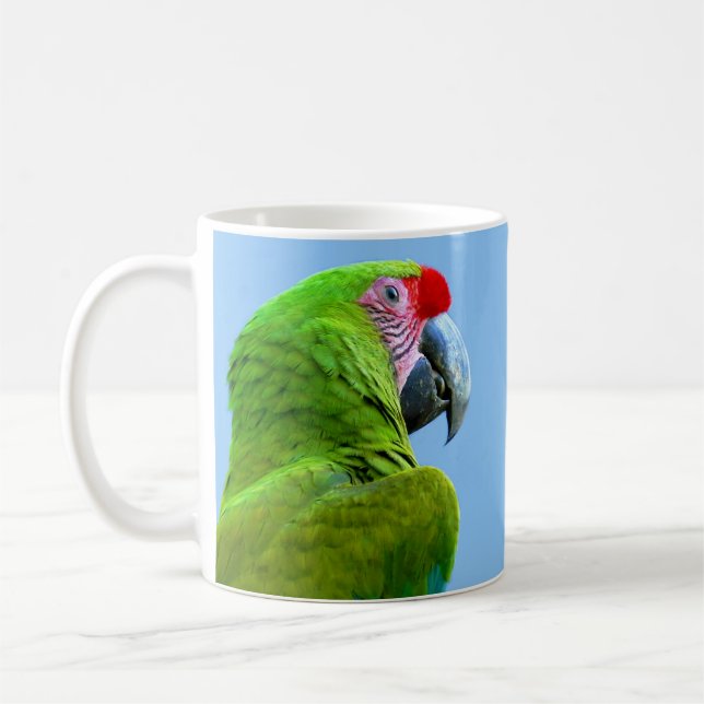 Taza De Café El loro verde Ara Militaris (Izquierda)