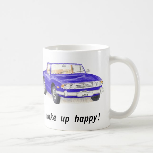 Taza De Café El macho de Triumph, coche azul clásico (Derecha)