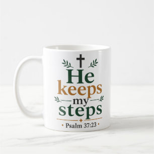 Taza De Café Él Mantiene Mis Pasos Cita Inspiradora de la Verda